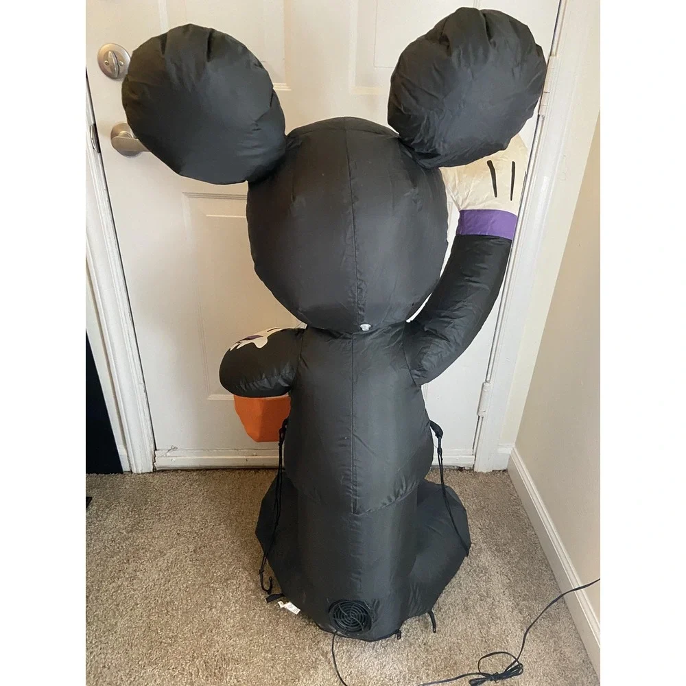 Gemmy Disney Halloween Mickey Mouse & Minnie Mouse Skeleton Inflatables 3.5 ft‎